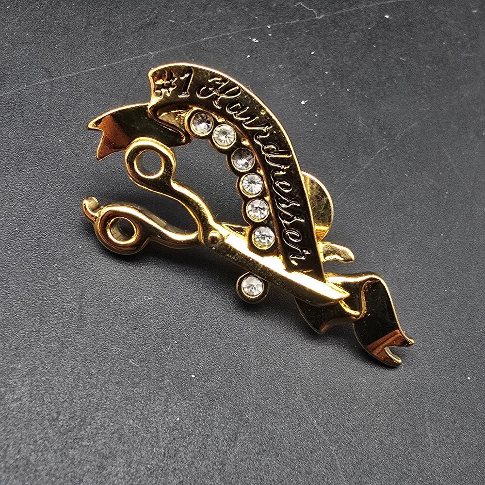 Avon 1997 Hair Dresser Gold Tone Pin In Box Vintage Jewelry